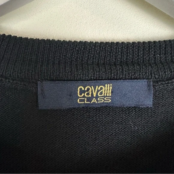 Cavalli Class Men’s Sweater 100% Wool Black